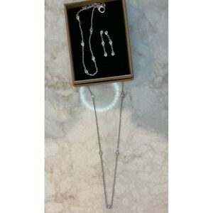 3 pc By The Yard‎ Diamond Neck Earring Bracelet Set Sterling Silver 1.00ctw